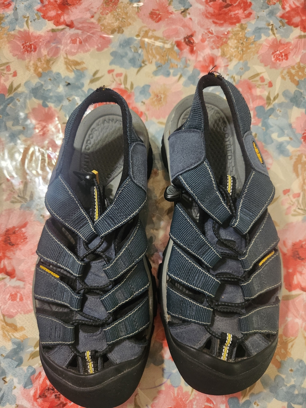 Keen Navy Sandal with Yellow Toggle